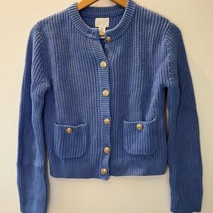 H&M Periwinkle Blue Ribbed Button-Front Cardigan